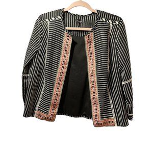 Rafaella Blazer Women Size Medium Mix Media Open Front Lightweight Preppy Causal